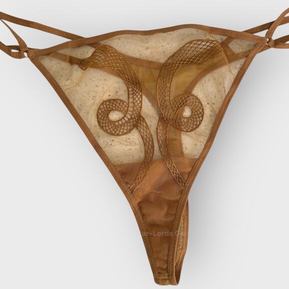 Thistle & Spire 2X Medusa Gold Thong Embroidered Snake Sexy Mystic Lingerie - Picture 6 of 9
